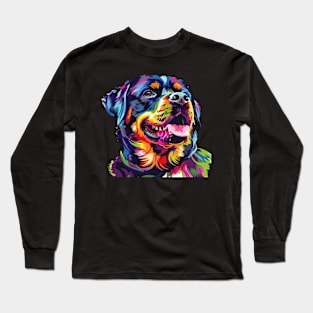 Rottweiler Colorfull Pop Art Design For Dog Onwer Long Sleeve T-Shirt